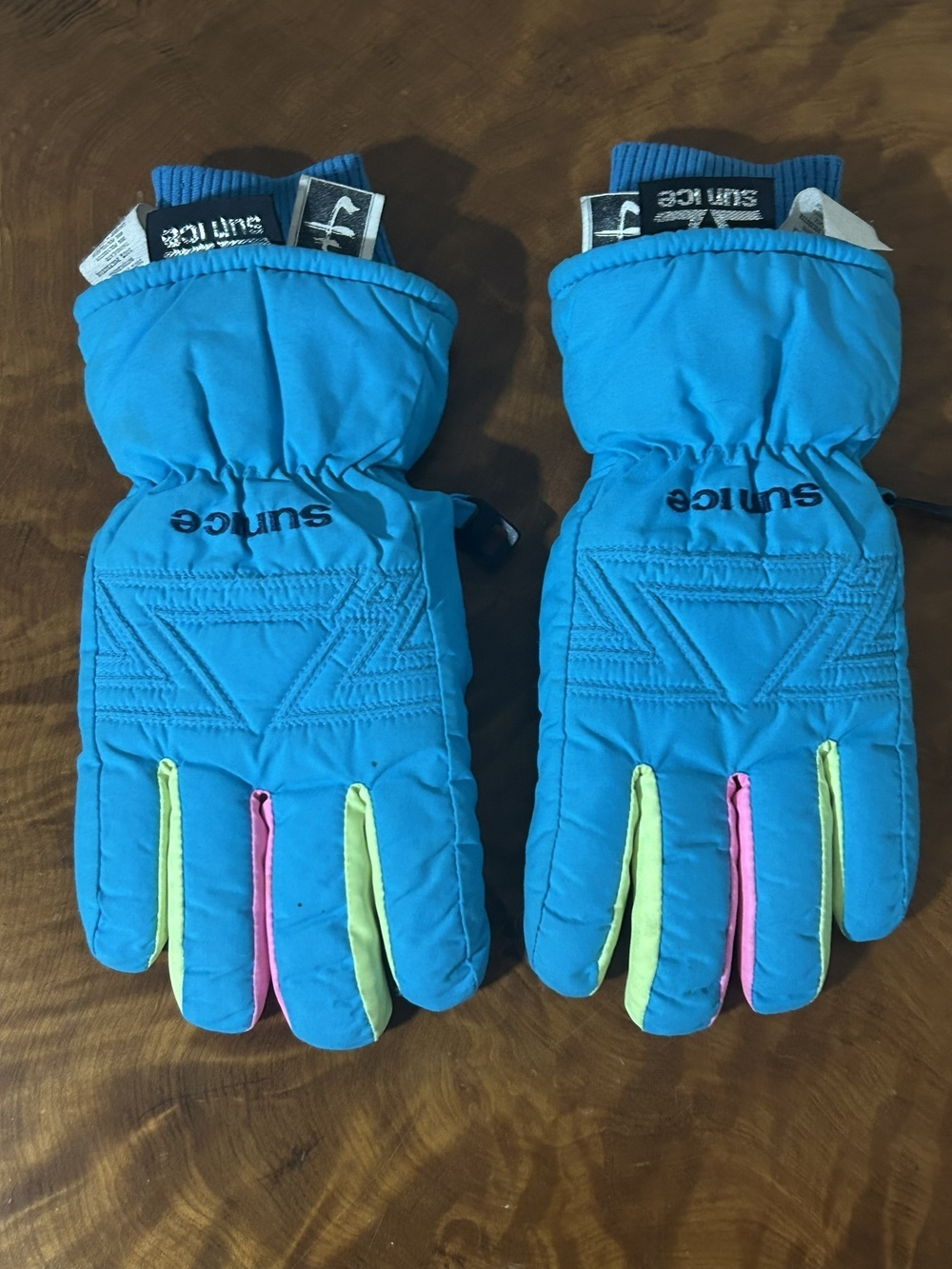 intage Sunice Ski Gloves Turquoise Blue Neon Size 10 Small